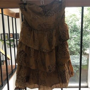 Anthropologie Gold Silk Cocktail Dress